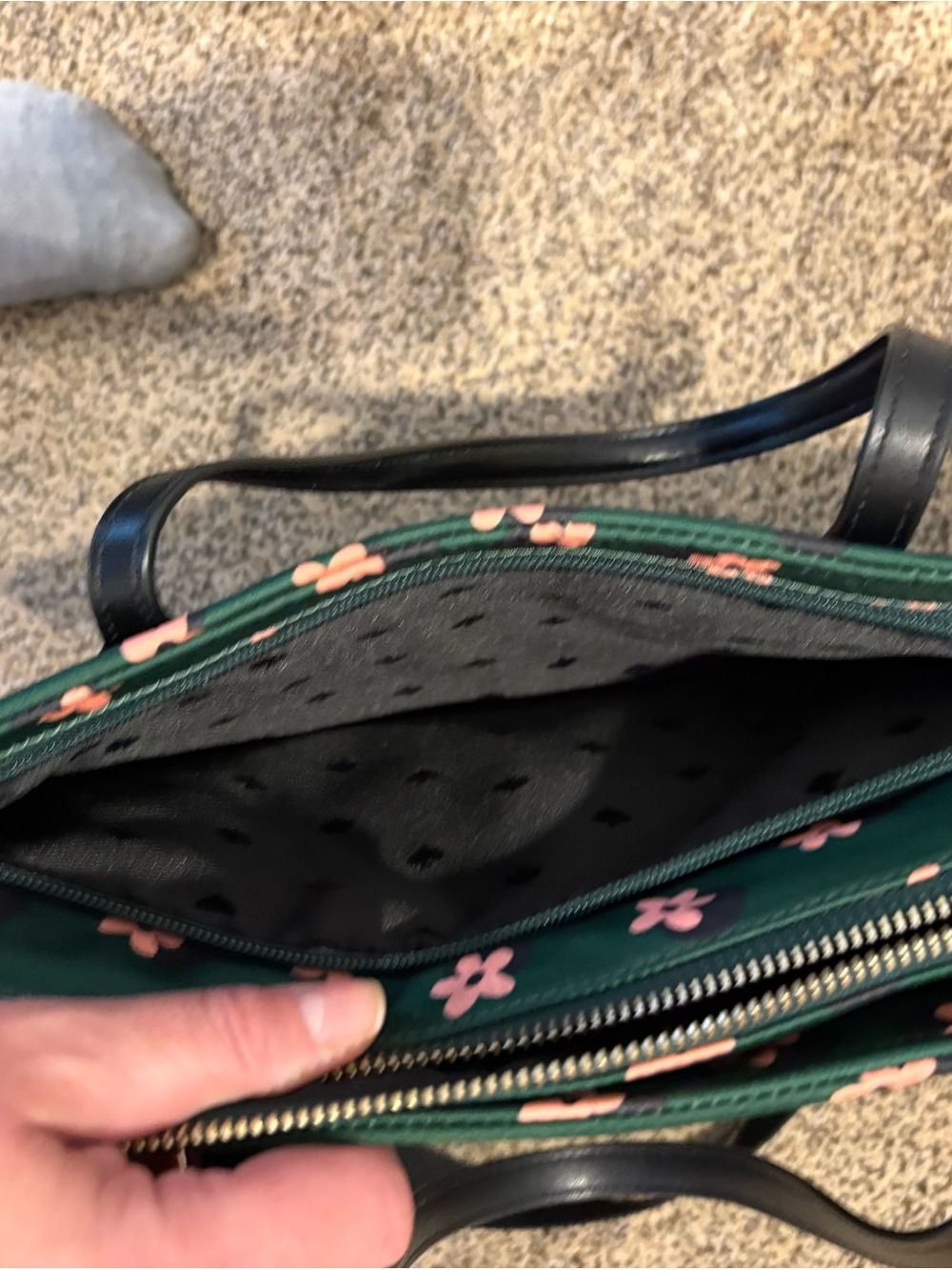 kate spade Green Crossbody Bag with Pink Floral Accents